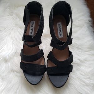 Steve Madden black cork wedge shoes size 8.5